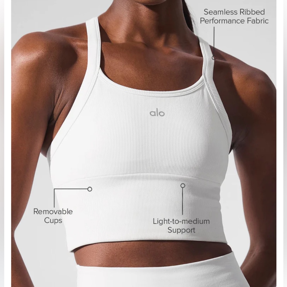 Alo Yoga chestnut seamless ribbed tank racerback pullover fitness crop m l - Picture 2 of 4